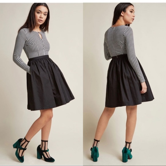 Modcloth Dresses & Skirts - ModCloth Houndstooth Black & White Plaid Dress